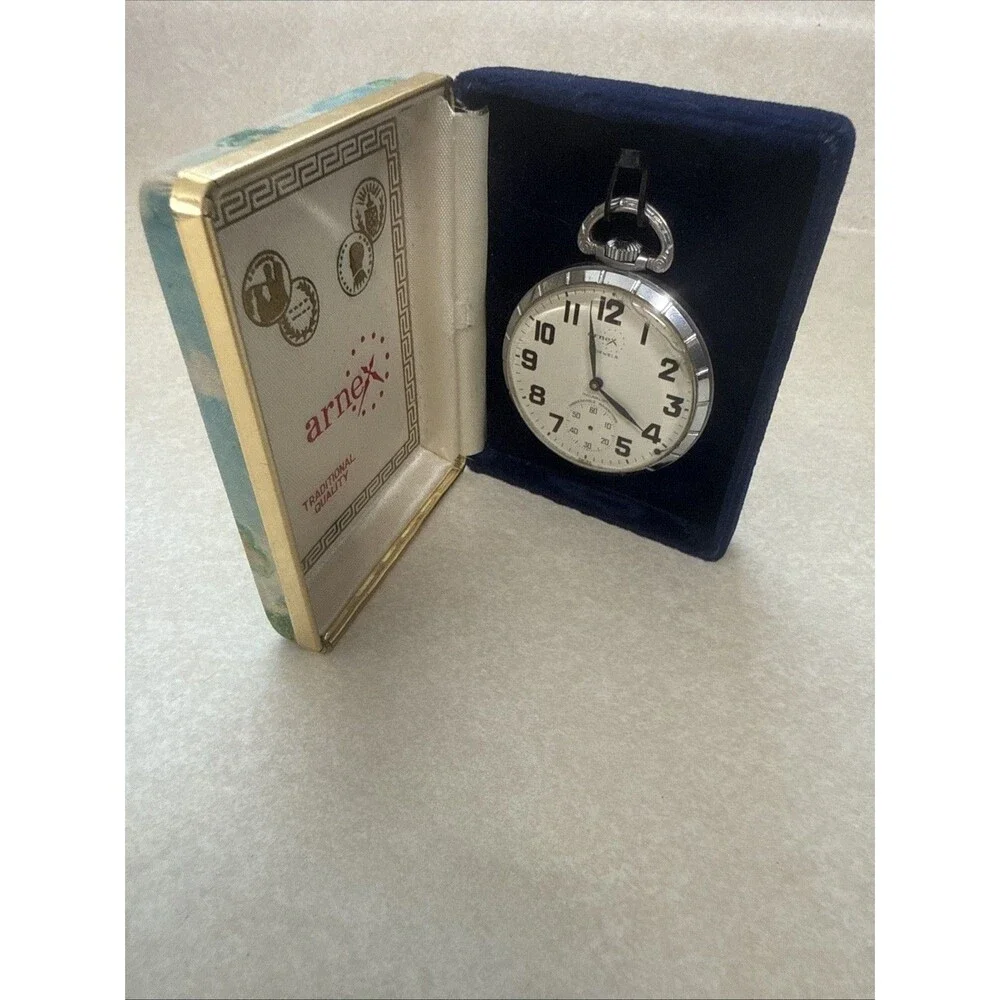 Vintage Arnex 17 Jewels Incabloc with Box Pocket Watch